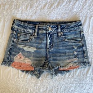 American Eagle Shortie Distressed Denim Shorts